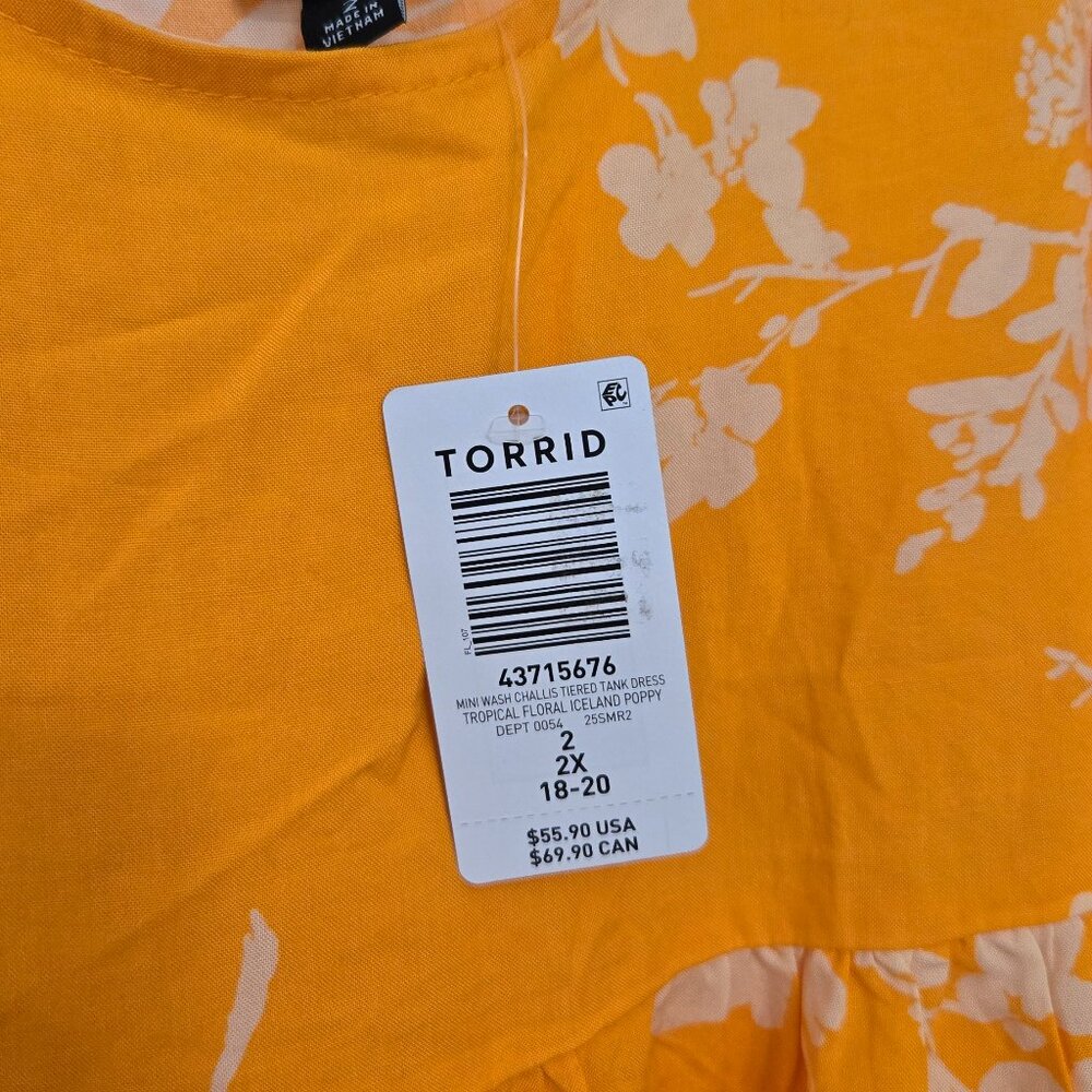 NWT Torrid yellow floral tiered tank dress - Size 2 - Picture 4 of 6
